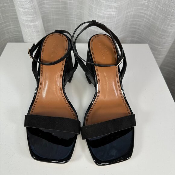 ASOS Design Faux Suede Wide Fit Hudson barely there Block Heel Sandals 8W - Picture 6 of 14